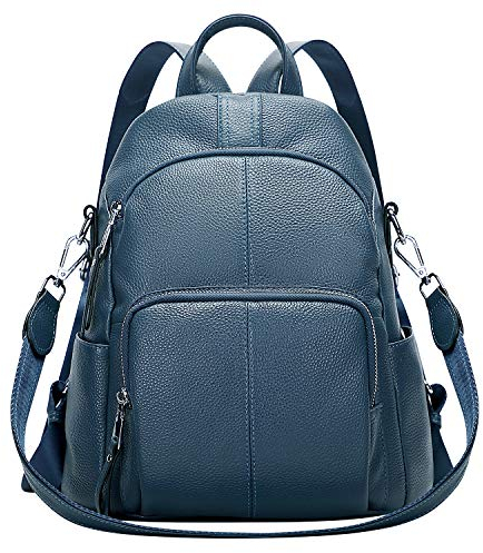 ALTOSY Echtleder Damen Rucksack Tasche Elegant Anti-Diebstahl Tagesrucksack Schultertasche (S81, Indigo Blau)
