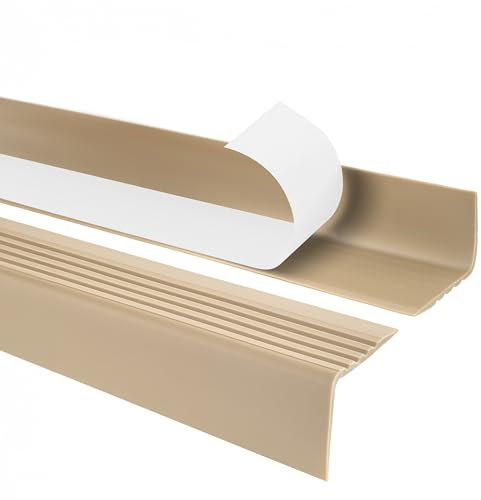 Quest Treppenkantenprofil Selbstklebend PVC Kunststoff Treppen-Kantenschutz 50x42mm, beige, 130cm