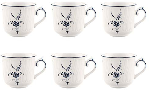 Villeroy & Boch VIEUX LUXEMBOURG 6er Set Espressotasse 130ml weiß blau Porzellan