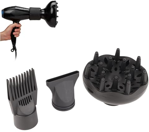 3-teiliges Haartrockner-Diffusor-Düsen-Set, Kunststoff-Haartrockner-Aufsatz Trocknerdüsenkamm
