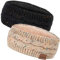 Winter Stirnband für Damen- Mädchen Gestrickte Haarreifen Verdicken Elastische Haarband Ohrenwärmer für Outdoor Sport, Einkaufen, Skifahren, Laufen, Joggen (Schwarz + Beige)