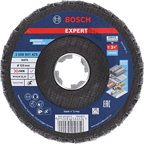Bosch 1x EXPERT N475 Surface Conditioning Material X-LOCK Fächerschleifscheiben (für Stahlbleche, Edelstahl, Ø 125 mm, sehr fein, Professional Zubehör Kleiner Winkelschleifer)