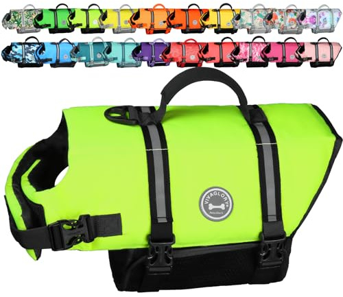 VIVAGLORY Hunde Schwimmweste Rip Stop Hundeschwimmweste, XL, Neongelb | Auftrieb & Ripstop for Hunde, Schwimmweste Hundeschwimmweste Rettungsweste zum Schwimmen