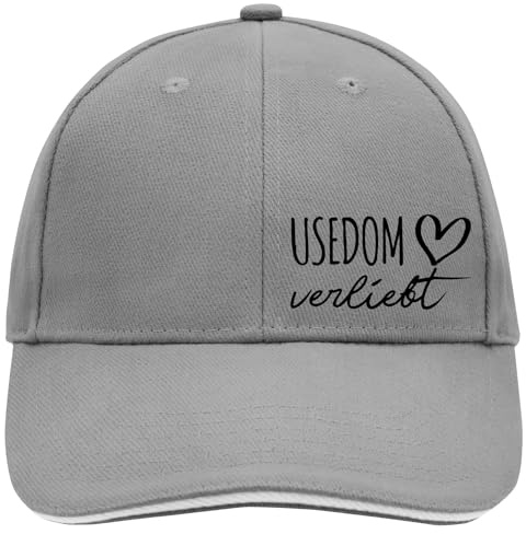 Huuraa Cappy Mütze Usedom verliebt Dark Grey/White Baumwolle 6-Panel Kappe Geschenkidee
