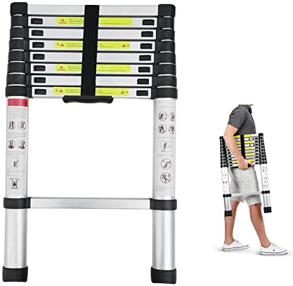 Aluminium-Mehrzweck-Teleskopleiter 2,6m Verlängerungsleiter, tragbare Klappleiter für Wohnmobildach im Home Office, 150kg Tragfähigkeit, EN131-zertifiziert, platzsparend