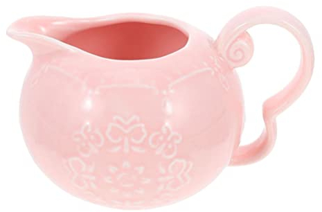 Angoily Porcelain Sauce Gravy Boat Pitcher Mini Sauce Pitcher Tiny Syrup Coffee Milk Creamer Jug Server Cup Coffee Milk Creamer Pitcher Sauce Jug Dipping Bowls for Home Pink