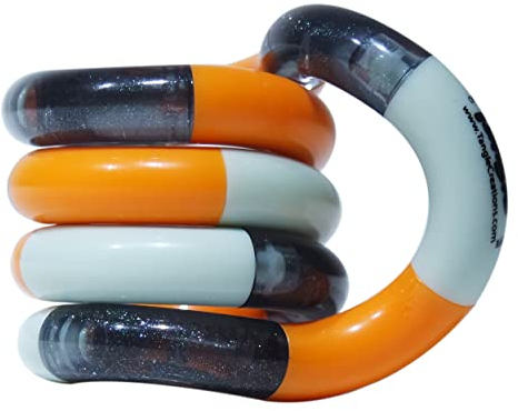Tangle 85711 Fidget Toy Junior Classic Serie, Antistress Finger Spielzeug, fördert Feinmotorik, beliebig dreh- und kombinierbar, Motorikspielzeug für Kinder ab 3 Jahre, Gray - Grau & Orange