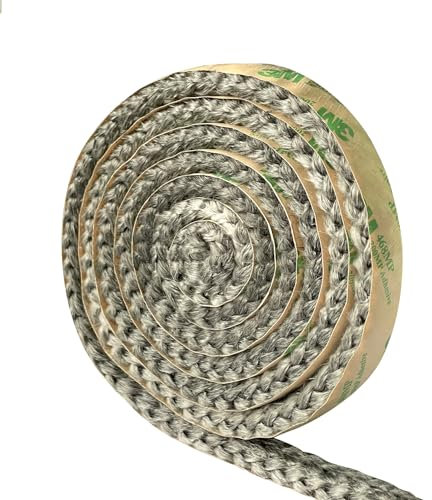 Joint plat autocollant pour poêles et cheminées, largeur 16 mm et épaisseur 9 mm, ruban d'étanchéité plat en fibre de verre résistant aux hautes températures, longueur 1,8 m