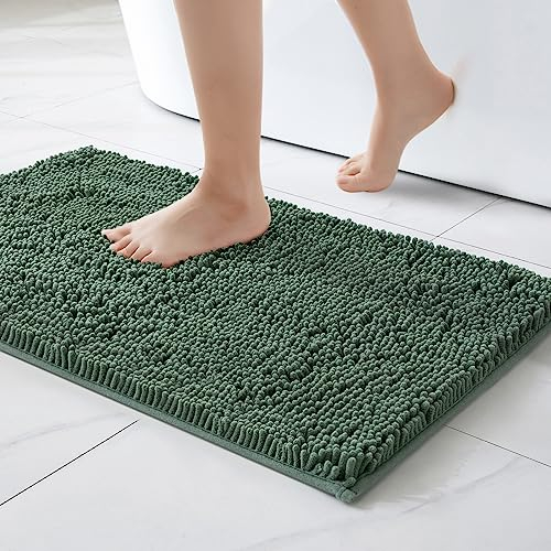 MIULEE Badematte 60x90 cm Matcha Grün – Super Saugfähiger Badteppich Weich & rutschfest, Waschbarer Badezimmerteppich aus Chenille Mikrofaser für Dusche & WC – Pflegeleichter Badvorleger für Zuhause