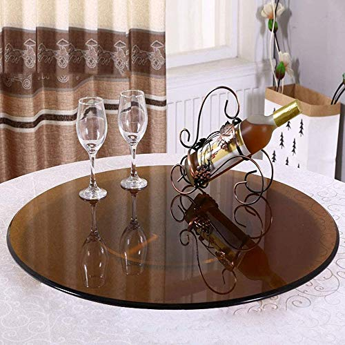 68-118cm Piatto girevole da cucina Vassoio girevole rotondo Piatto da portata girevole per hotel, Tavolo da pranzo in vetro marrone Piatto girevole Grande tavolo girevole