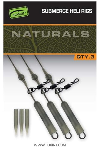 Fox Naturals Submerged Heli Rigs 30lb 75cm - 3 Karpfenrigs, Angelzubehör zum Karpfenangeln, Helikopter Rig