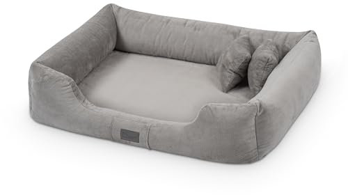 exclusive BED Orthopädisches Hundebett Candy Grosse Mittelgroße Kleine Hunde - Hundekissen Hundematte aus Plüsch - rutschfest Kuschelig Langlebig Abriebfest Reißfest (L+|90x70cm, Grau)