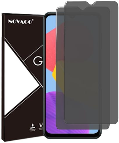 NOVAGO Compatible con Samsung Galaxy M02/M02s/ M04/M11/M12/M13 – Juego de 2 protectores de pantalla de cristal templado resistente 0,33 mm 9H (tintado antiespíón)