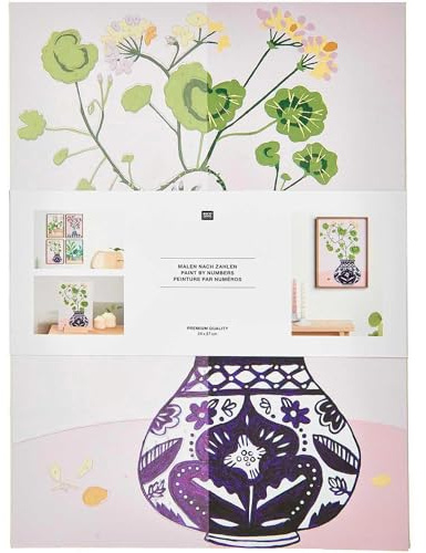 Rico Design Malen nach Zahlen Geranie für Kinder 37x26 cm Ganzjährig Kreativset Malset DIY Kunstprojekt
