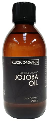 ALUCIA ORGANICS Certified Organic Jojoba Oil 250ml – 100% Pure Jojoba Oil for Face, Body & Hair – Natural, Cold-Pressed & Unrefined – Vegan & Cruelty-Free