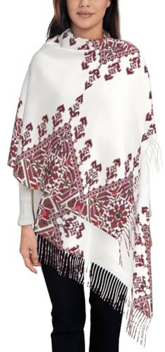 Damen-Strickumhänge – Lady Long Palästina-Flaggen-Kartenschals Damen-Winter-Warmer Quasten-Schal-Wickel, Schal Mit Palästinensischem Weißen Muster, Warmes Herbst-Winter-Geschenk Für Ihre Famili