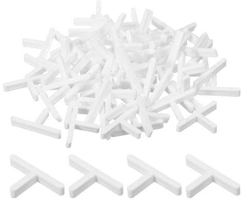 sourcing map 200Pcs Wall Floor Tile Plastic T Shape Spacers Tiling Tools 2mm 1/12 Tile Spacers for Ceramic Tile Installation, White