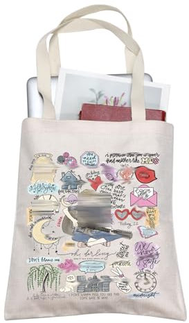 BLUPARK Von Sänger inspirierte Kunstdruck-Tragetasche – Musikliebhaber-Geschenk für Fans, Cremeweiß, 9 x 12.59 x 0.3 inches