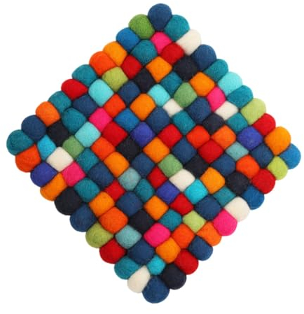 Filzkugeln Untersetzer 20cm Hitzebeständigkeit Topf Untersetzer Quadratische Pom Pom Untersetzer Absorbierende Filzkugel Untersetzer für Küche Töpfe und Pfannen Schützen Sie Tische und Arbeitsplatten