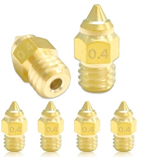 6pcs 3D Printer Nozzle Kit, 0.4mm Extruder Print Head, Brass Nozzles, 3D Printer Accessories 3D Printing Tools, Suitable for MK8 Hotend Phaetus Hotend Creality Hotend (Yellow)
