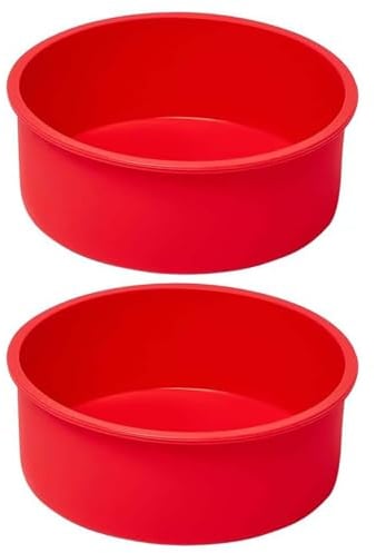 NUDFSY 4 Inch Silicone Cake Tin Mould - 2pcs Round Nonstick & Quick Release for Baking Layer Cakes, Pizza, Pie