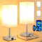 kakanuo Set di 2 Lampada da Comodino Touch Dimmerabile, Abat jour da Comodino con Porte di Ricarica USB C+A Lampadine, Paralume in Lino Bianco, Lampada da Tavolo per Camera da Letto Soggiorno Ufficio