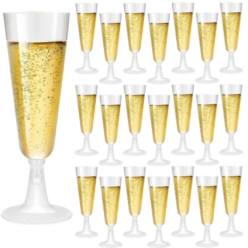 HXSYKJDM 30 Stück Sektgläser Plastik, 150ml Durchsichtige Champagnergläser Plastik Stapelbare Champagnergläser Sektglas für Hochzeiten Geburtstage Partys