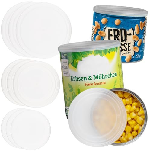 AIKANJA Home | Couvercles pour boîtes - 12 pièces, couvercles en 4 tailles, couvercle universel en plastique transparent pour boîtes d'aliments/aliments pour animaux 400g / 800g