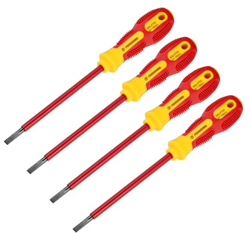 sourcing map 4pcs 1000v scanalato isolato cacciavite elettrico magnetico 6mm x 150mm CR-V elettricisti cacciavite a testa piatta