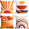 ZHILING 4er Set Kissenbezug 40x40cm Mid Century Bohemian Stil Sonne Mond und Regenbogen geometrisch abstrakt dekorative Kissenbezüge Heimdekoration quadratische Standard Kissenhülle 16x16 Zoll