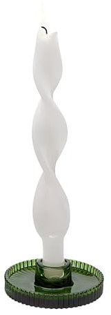 Magie di Natale Porta candela bianco disco righe di h 2.8 cm per decorazioni natalizie (Verde)