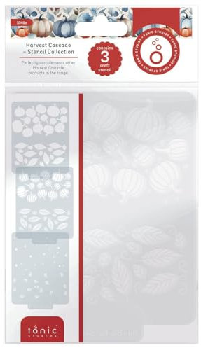 Tonic Studios Harvest Cascade 3-teiliges Schablonen-Set, 12,7 x 17,1 cm, inklusive 4 dünnen Bastelschablonen, perfekt für Herbst- und Erntedank-Bastelarbeiten, ideal für Tinten und