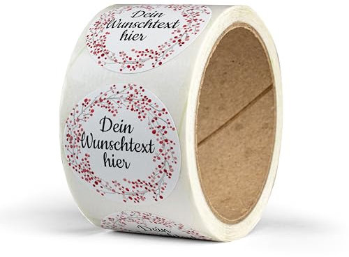 Weihnachtssticker selbst gestalten – 50 personalisierte Aufkleber Weihnachten – rund, Ø 5 cm – Weihnachtsetiketten als Geschenkaufkleber – Sticker mit Namen - Kranz - Motiv 5