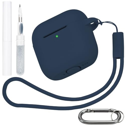 Custodia compatibile con Air Pods 4 Custodia 2024, in silicone, compatibile con Apple AirPods 4 generazione, custodia antiurto per AirPod Case con kit di pulizia AirPod, moschettone