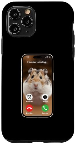 Custodia per iPhone 11 Pro Meme Hamster Fissando La Fotocamera Frontale Hamster Sta Chiamando
