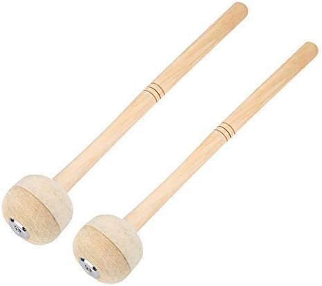 CYSFETENA 2PCS Bass Drum Mallet Schlägel Mit Wollfilz Kopf, Ahorn Griff Trommelstöcke für Percussion, Drumsticks & Schlagzeug Sticks Zubehör für Marching Band