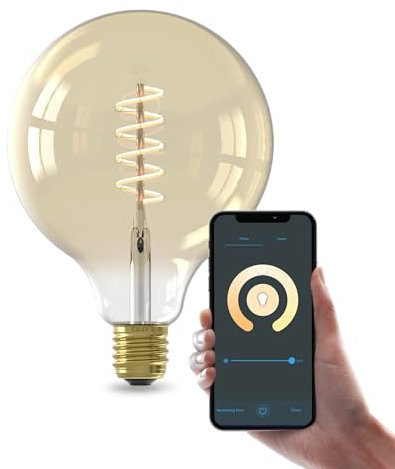 CALEX Smart LED Lampe, E27, G125, Gold Filament, warmweißes Licht, dimmbar, WLAN App- & Sprachsteuerung