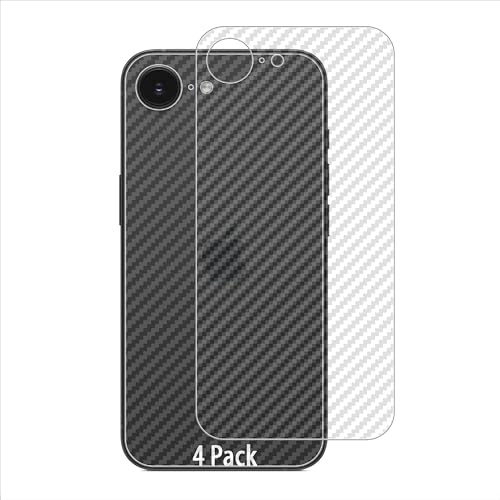 GIOPUEY Rückseite Folie Kompatibel mit iPhone 16e, [4 Stück] 0.1mm Ultradünn Carbon Muster Rückseite Folie, Kratzfest Anti Fingerabdruck rutschfest