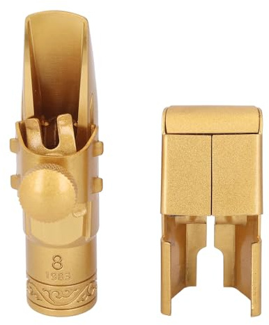 Sopransaxofonmunstycke, 8C saxofonmunstycke i mässing med lockligatur, professionellt B-sopransaxofonmunstycke för proffs och nybörjare, frostad guldplätering