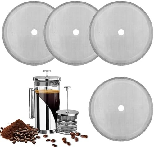 4 PCS cStainless Steel Replacement Cafetiere Filter Mesh Screen,Stainless Steel French Press Filter Replacement,4 Inch Coffee Filter for Most French Press Coffee and Tea Makers(4inch)