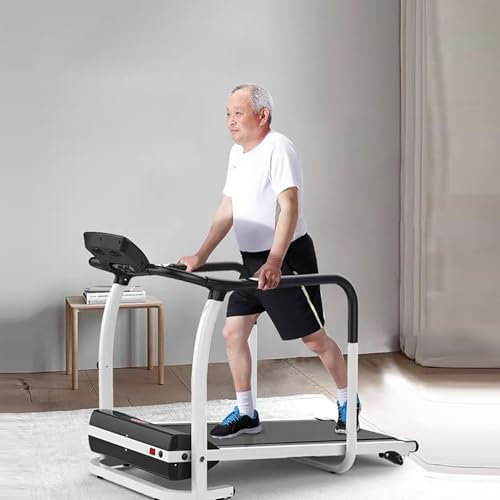 Walking Treadmill with Long Handrails & Heart Rate Sensor, Foldable Recovery Machine with Adjustable Speed and Incline, LCD Display, 300LBS Capacity, Cup Holder & Safety Lock for Home,Black