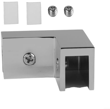 Hasaller Morsetti per pannelli in vetro, a 90 gradi, per porta della doccia, in ottone, resistente, supporto fisso per bagno G-Lass temperato da 8-12 mm (cromato)