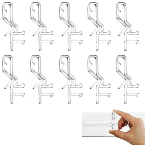 10PCS Clear Plastic Valance Clips for Horizontal Mini Wood Blinds - Hidden Channel Retainer Holder with Groove Back Design