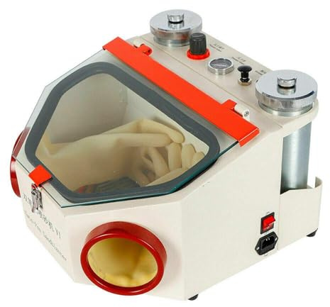 BOOZXCV Sand Blasting Machine, Double Pen Fine Sandblasting Machine, Jewelry Sandblaster with LED Light and Foot SwitchHoles, for Silver Ring Bracelet Frosted
