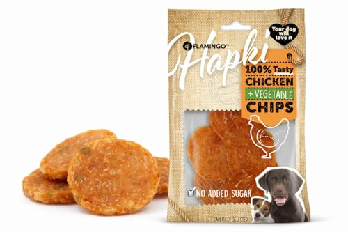 Hundeleckerli - Leckerli Hund - Flamingo Hapki Chips mit Huhn & Gemüse - 5 cm - 85 g - ohne Zuckerzusatz