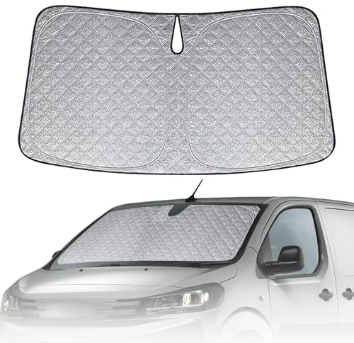 Sonnenschutz Frontscheibe Kompatibel mit Citroen Jumpy/Peugeot Expert/Toyota Proace/Opel Vivaro 2016-2026, Auto Windschutzscheibe Sonnenschutz Innen, Faltbar Sonnenschirm UV Schutz Sonnenschutzfolie