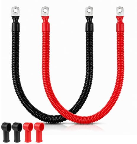 EXLECO 2 x50cm Cavi Batteria Auto 0AWG 50mm², 480A, SC70-8 Terminali Anello