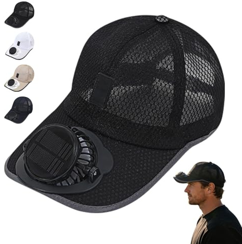 Mütze Mit Ventilator, Mesh Baseball Cap Mit Abnehmbarer Verstellbar Solar Ventilator, Schirmkappe Mit Mini Ven-tilator Solar/USB Aufladung, Ventila-Tor Mütze UV-Schutz Für Outdoor, Angeln, Sport