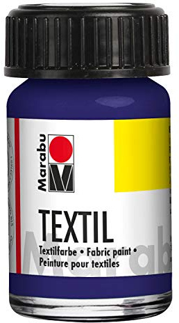 Marabu 17160039051 - Textil Stoffmalfarbe violett dunkel 15 ml, Stoffdruckfarbe auf Wasserbasis, für helle Stoffe, waschbeständig bis 60°C, weicher Griff, einfache Fixierung durch Bügeln o. Backofen
