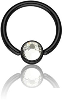 eeddoo Piercing-Ring Septum mit Kristall Schwarz Titan Pink 4 mm